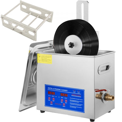 VEVOR Ultrasonic Vinyl Record Cleaner 6L 40kHz Vinyl Ultrasonic Cleaning Machine 304 Stainless Steel Record Ultrasonic Cleaner 6 Records w/ Drying Rack Vinyl Sonic Cleaner w/ Adjustable Heater & Timer 