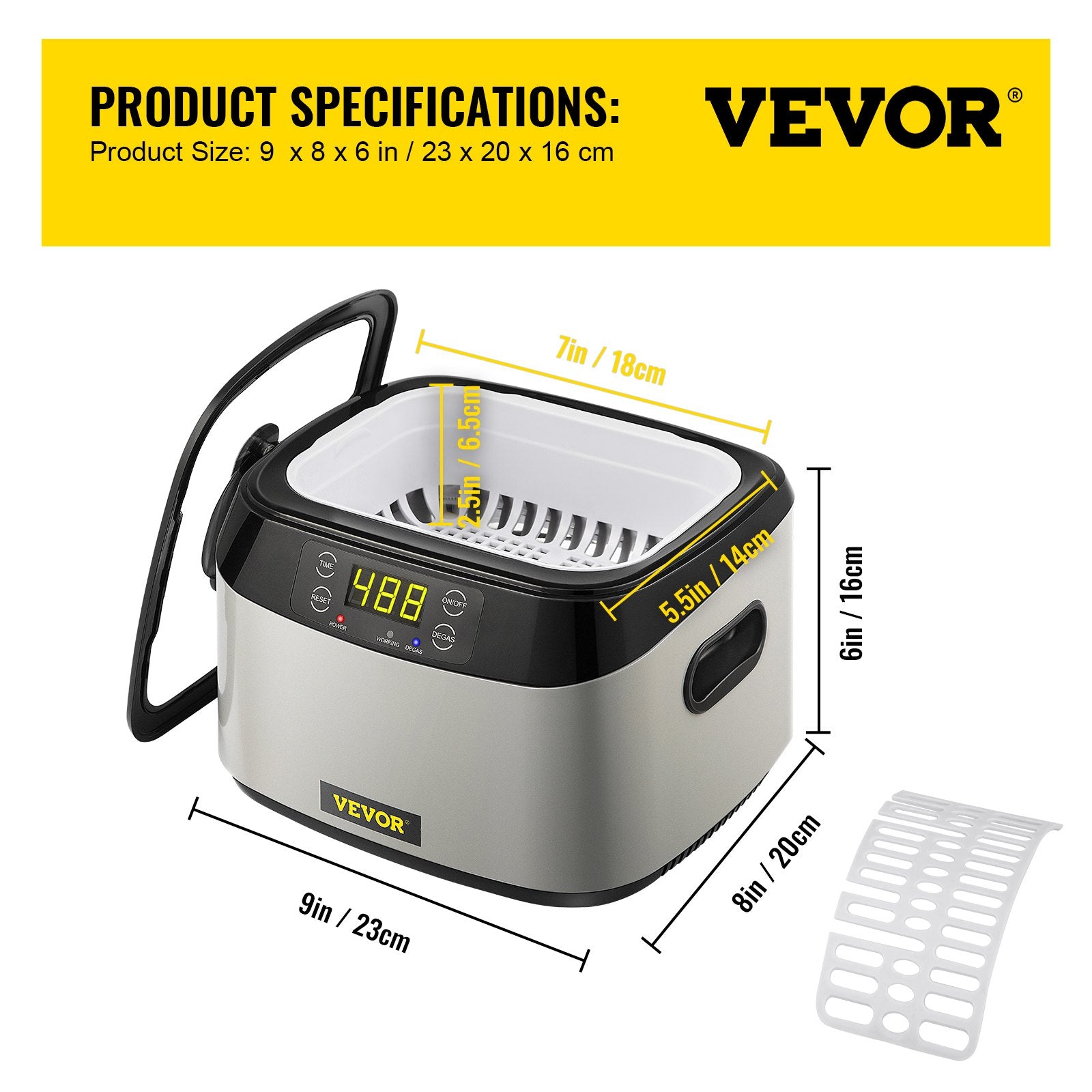 VEVOR Ultrasonic Cleaner Digital Ultrasound Cleaner 1.2L Auto Cleaning Machine 