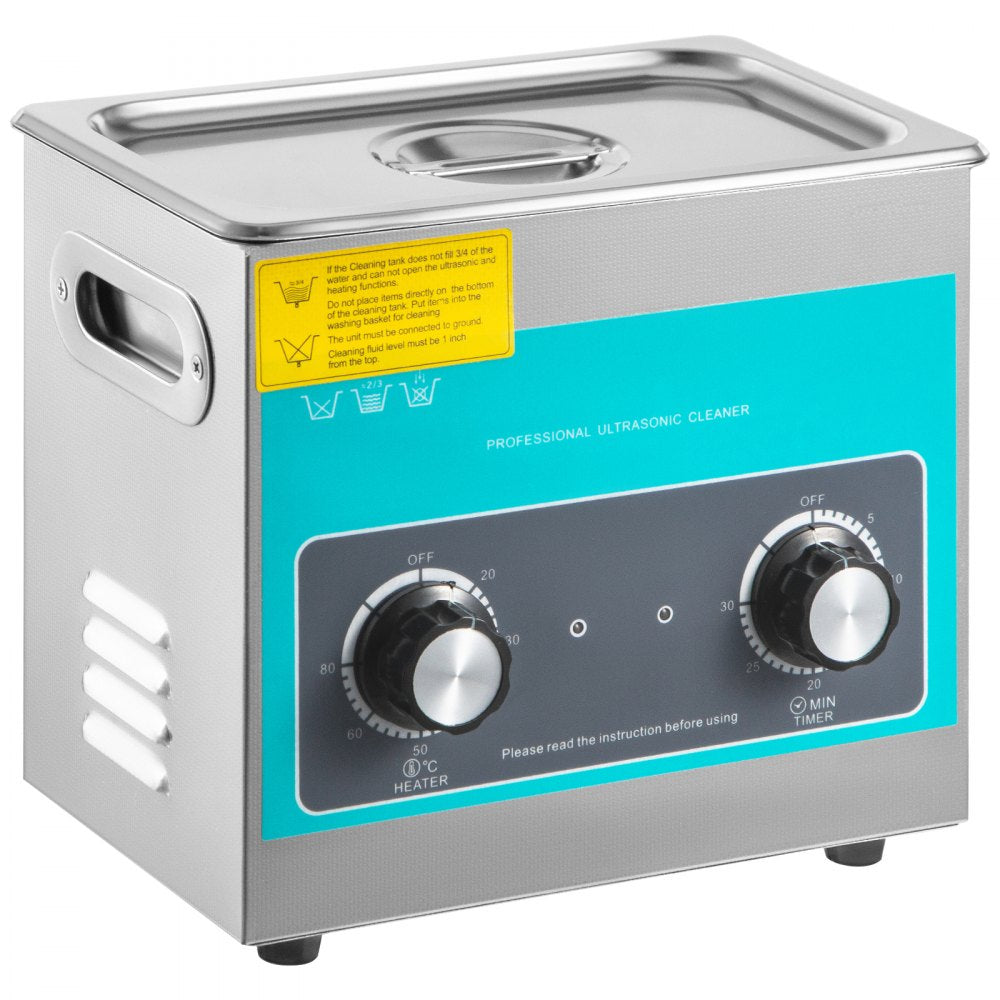 VEVOR Knob Ultrasonic Cleaner 3L 40kHz Ultrasonic Cleaning Machine Knob Control Sonic Cleaner 304 Stainless Steel Ultrasonic Cleaner Machine with Heater & Timer for Cleaning Jewelry Eyeglasses Watches 