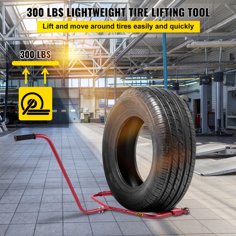 VEVOR Tire Dolly 300 LBS Load Capacity Wheel Dolly Truck Tire Wheel Dolly Heavy Duty Cart Easy to Use Tire Lifting Tool 