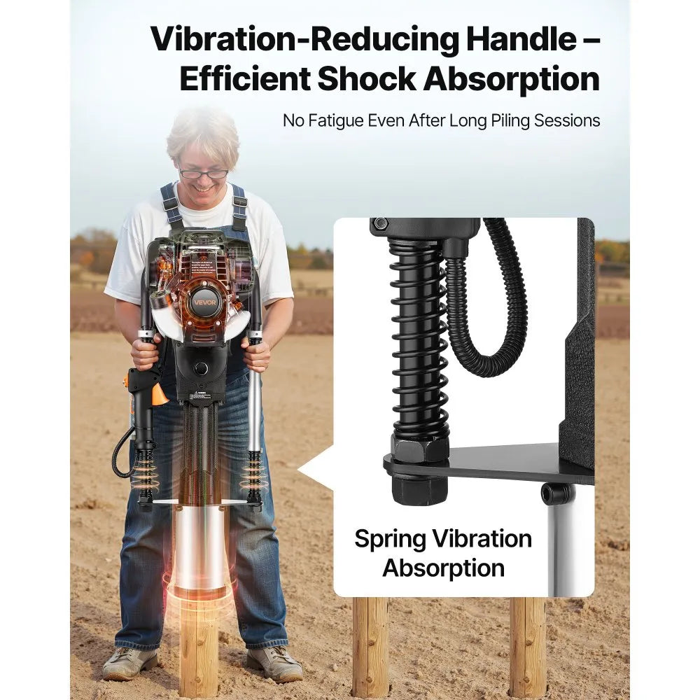 Gas Powered T-Post Driver, 37.7cc 4-Stroke Engine Post Pounder with 3 Sleeves