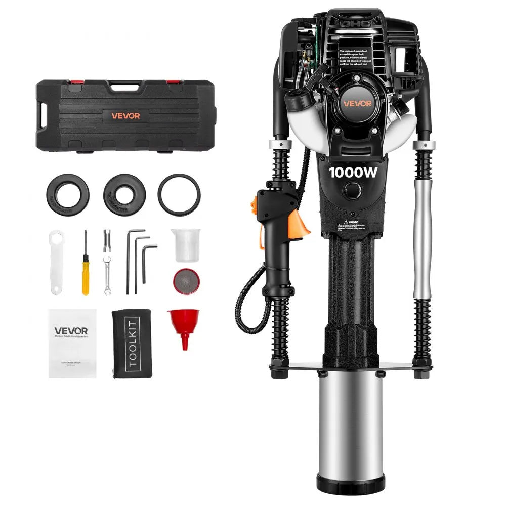 Gas Powered T-Post Driver, 37.7cc 4-Stroke Engine Post Pounder with 3 Sleeves