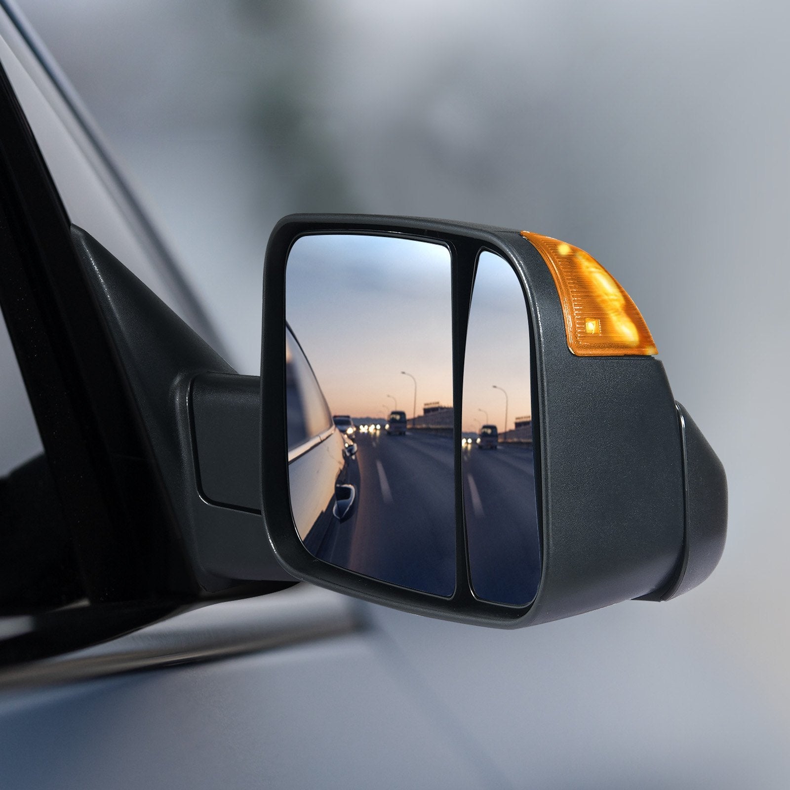 VEVOR Towing Mirrors, Left & Right Pair Set for 2002-2008 Dodge Ram 1500 2500 3500 (Partial 2009 Models), Power Heated with Signal Light & Puddle Light, Manual Controlling Flipping Folding, Black 