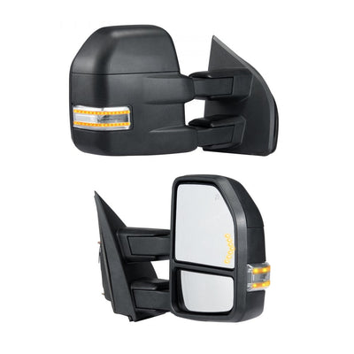 VEVOR Towing Mirrors, Left & Right Pair Set for 2015-2018 Ford F150, Power Heated with Signal Light & Puddle Light, Plane & Convex Glass, Manual Controlling Telescoping Folding, Heating Defrost, Black 