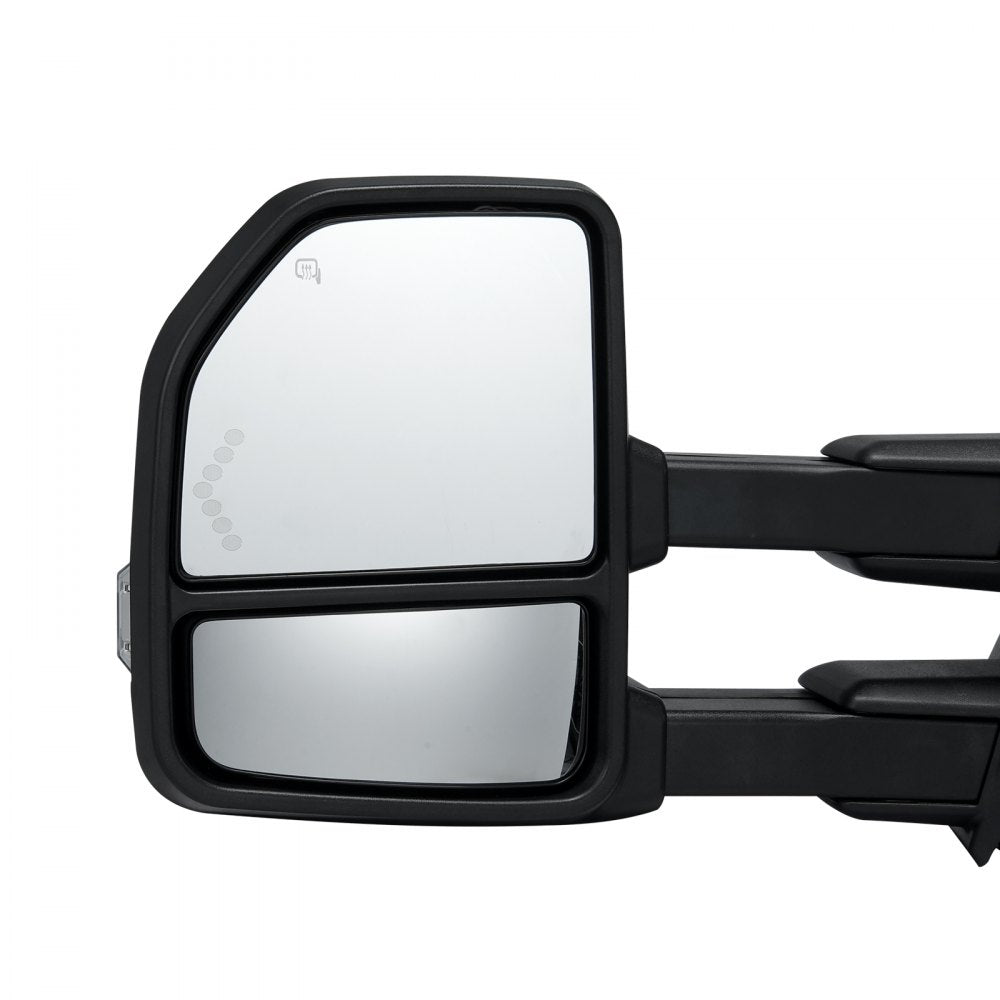 VEVOR Towing Mirrors, Left & Right Pair Set for 2015-2018 Ford F150, Power Heated with Signal Light & Puddle Light, Plane & Convex Glass, Manual Controlling Telescoping Folding, Heating Defrost, Black 