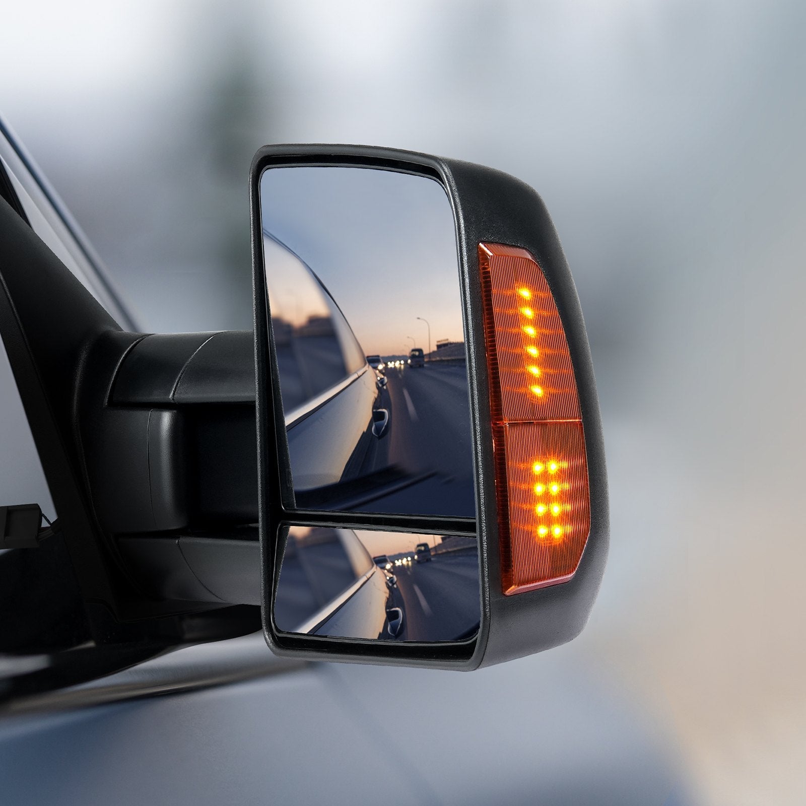 VEVOR Towing Mirrors, Left & Right Pair Set for 2007-2016 Toyota Tundra, Power Heated Tow Mirror with Signal Light, Plane & Convex Glass, Manual Controlling Telescoping Folding, Heating Defrost, Black 
