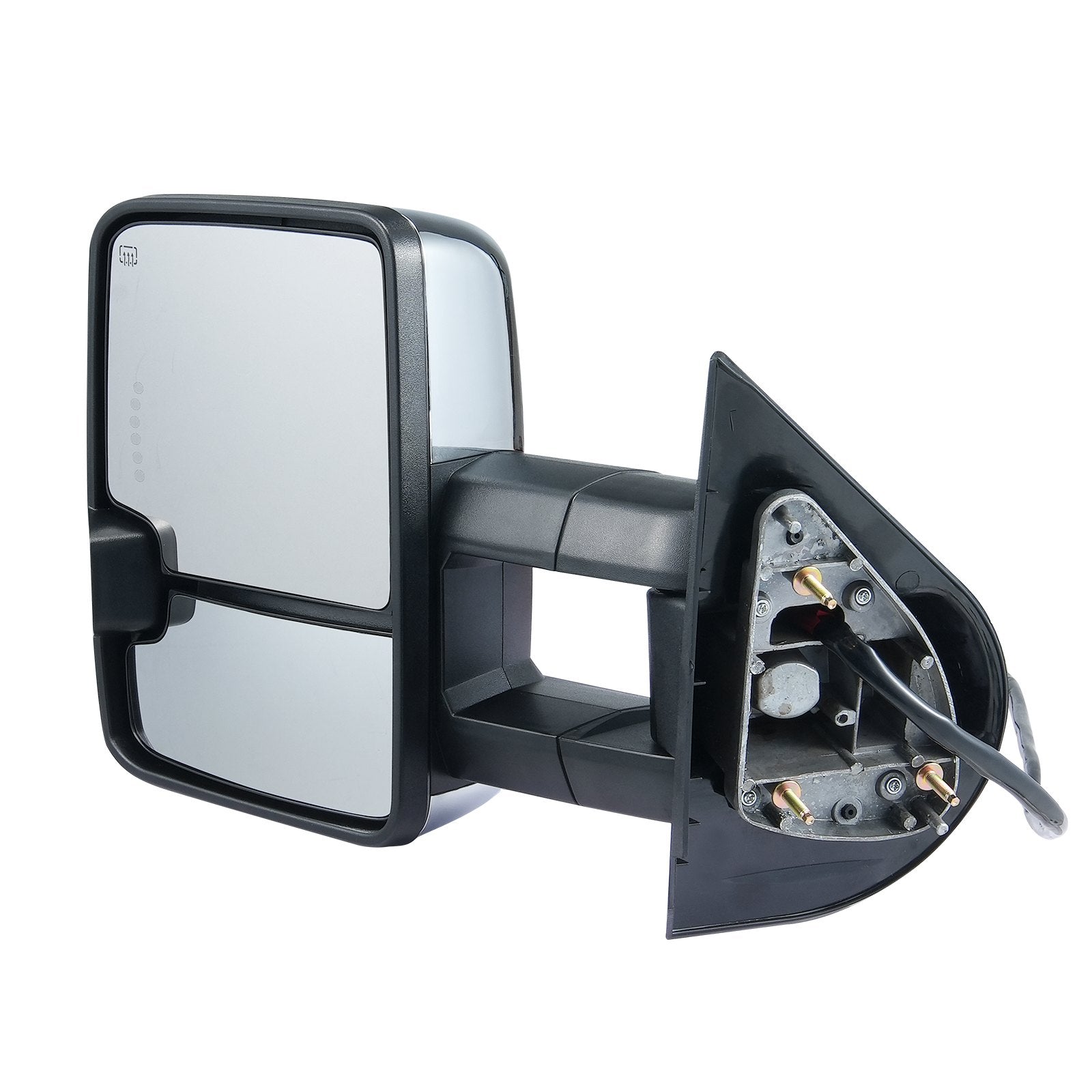 VEVOR Towing Mirrors, Left & Right Pair Set for Chevrolet Silverado (2007-2014)/GMC/Cadillac, Power Heated Tow Mirror with Signal Light, Manual Controlling Telescoping Folding, Heating Defrost, Silver 