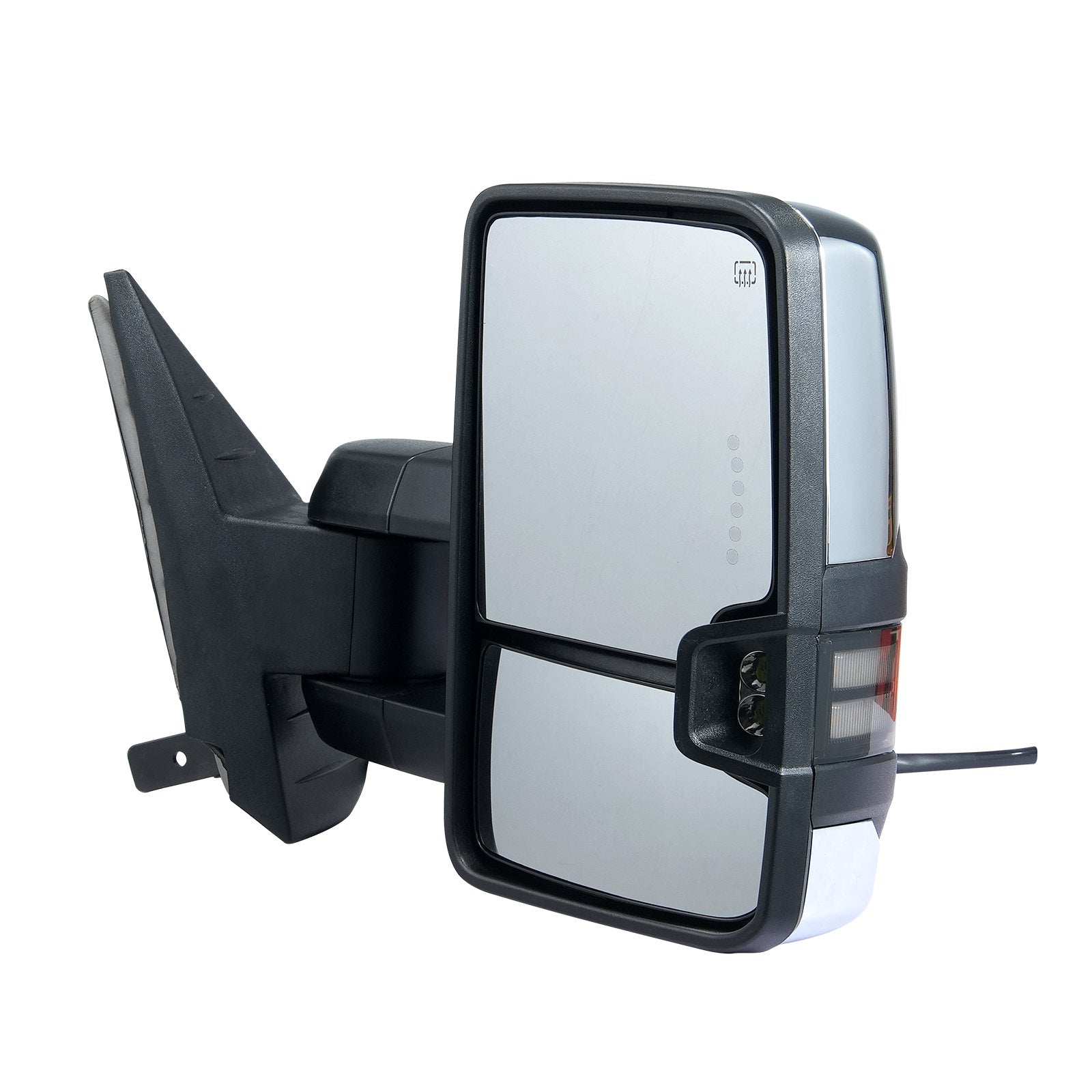 VEVOR Towing Mirrors, Left & Right Pair Set for Chevrolet Silverado (2007-2014)/GMC/Cadillac, Power Heated Tow Mirror with Signal Light, Manual Controlling Telescoping Folding, Heating Defrost, Silver 