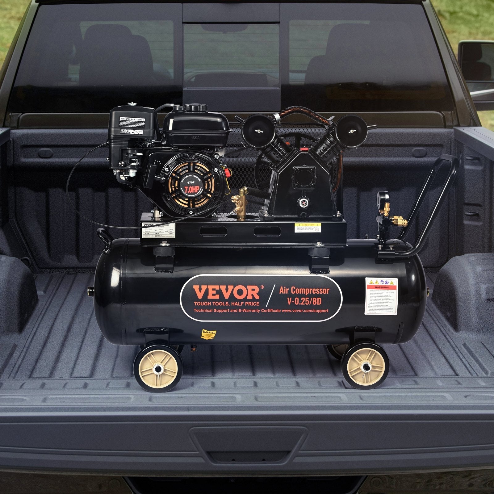 VEVOR 21 Gallon Gas Powered Air Compressor, 7HP 9CFM@115PSI Air Compressor Tank on Wheels, Gas Driven Piston Pump Air Compressed System with 115PSI Maximum Pressure for Workshop Construction Sites 