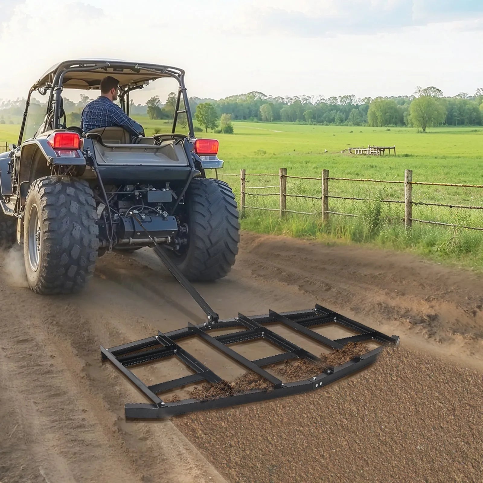 VEVOR Drag Harrow 84" Width Tow Behind Drag Harrow Steel Gravel Grader ATV UTV