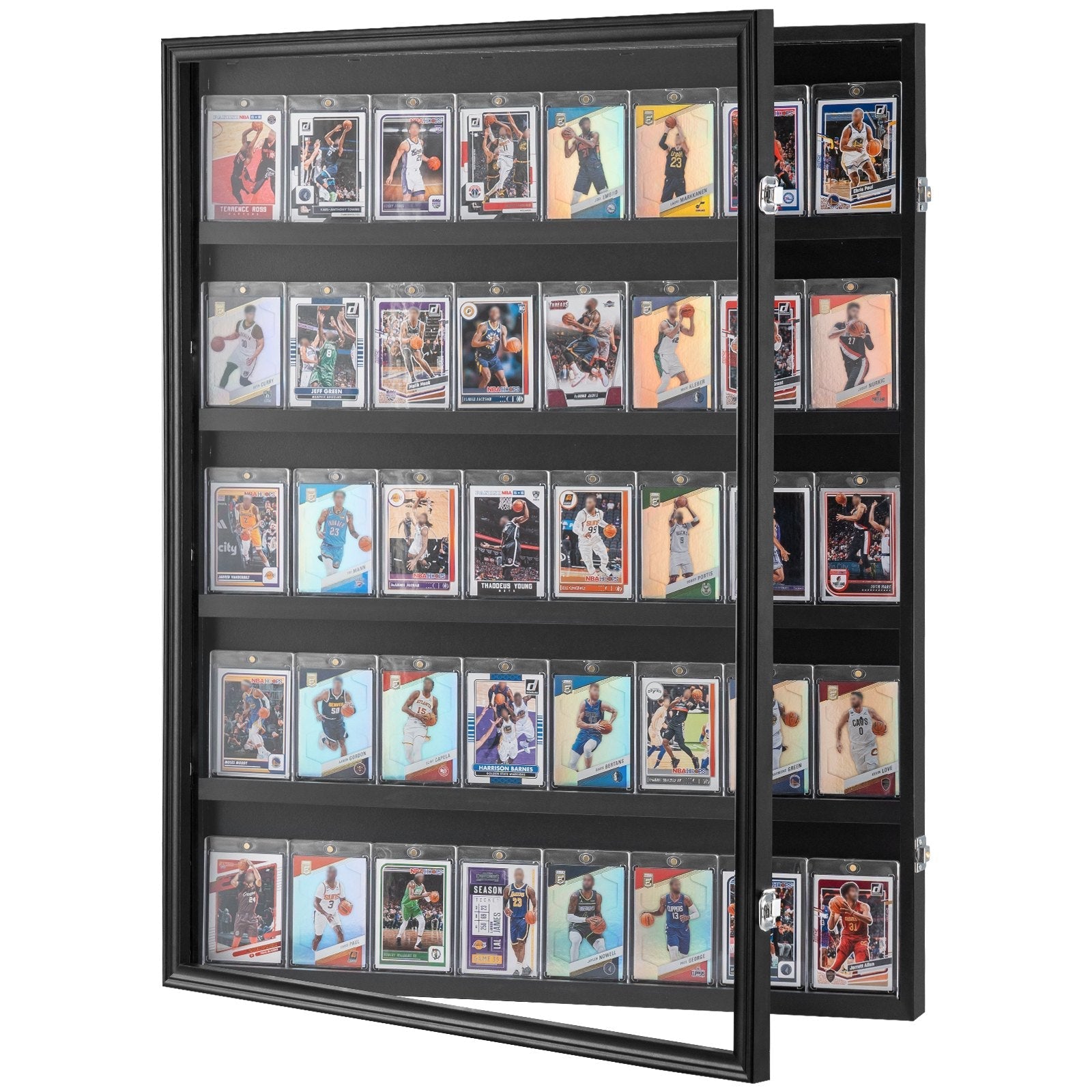 VEVOR 35 Graded Sports Card Display Case, 24.3x30.5x2.1 in, Baseball Card Display Frame with 98% UV Protection Clear View PC Glass, Lockable Wall Cabinet for Football Basketball Hockey Trading Card 