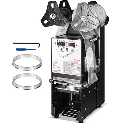 VEVOR Fully Automatic Cup Sealing Machine, 500-650 Cups/H, Cup Sealer Machine for 180 mm Tall & 90/95 mm Cup, Electric Boba Tea Sealer with Digital Control LCD Panel for Bubble Milk Tea Coffee, Black 