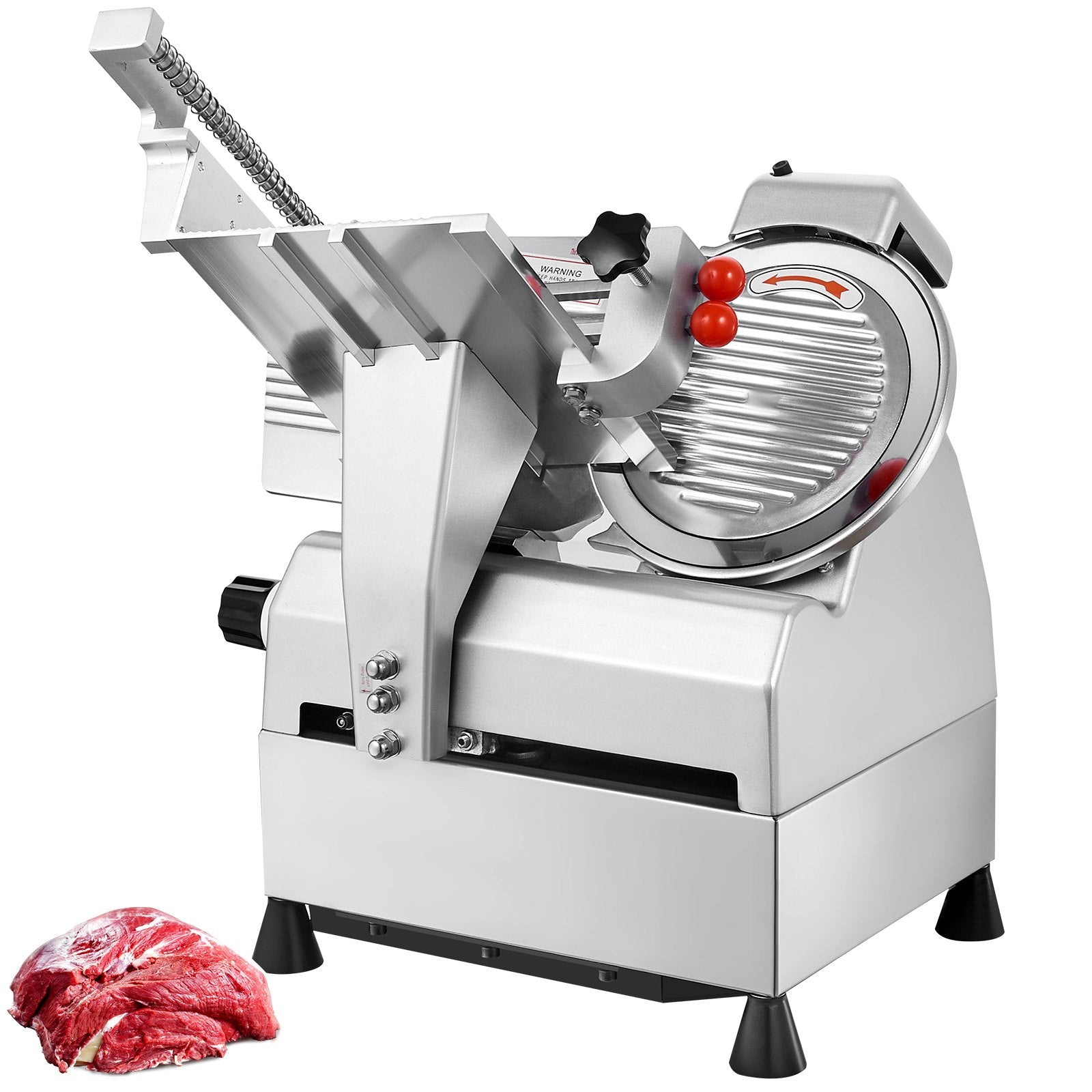 VEVOR Meat Slicer, 540W Electric Deli Slicer with Two 10" Stainless Steel Removable Blade, 0-15mm Adjustable Thickness for Home Use,  Child Lock Protection, Food Slicer Machine for Meat Cheese Bread 