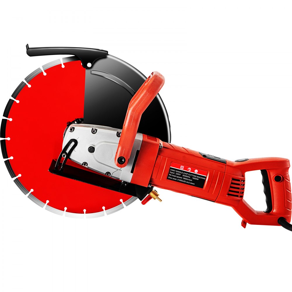 VEVOR Electric Concrete Saw, 14" Concrete Cutter, 15-Amp Concrete Saw, Electric Circular Saw with 14" Blade and Tools, Masonry Saw for Granite, Brick, Porcelain, Reinforced Concrete and Other Material 