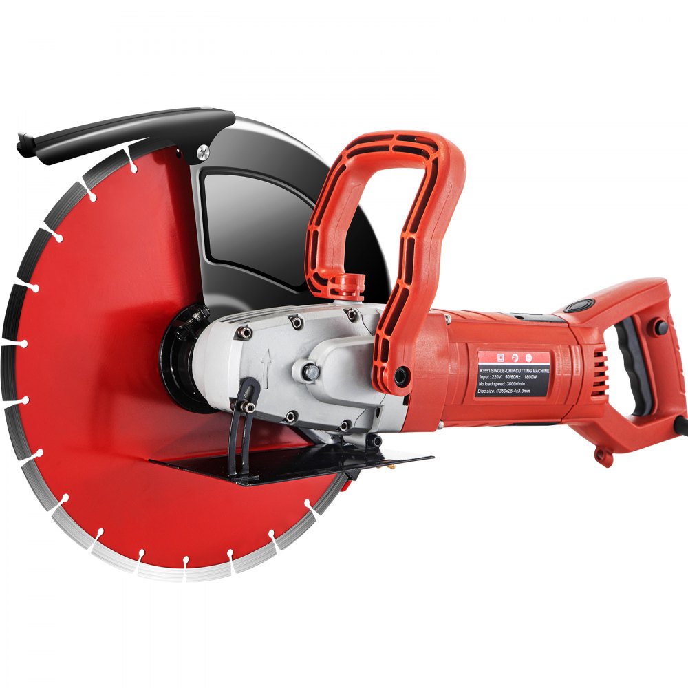 VEVOR Electric Concrete Saw, 14" Concrete Cutter, 15-Amp Concrete Saw, Electric Circular Saw with 14" Blade and Tools, Masonry Saw for Granite, Brick, Porcelain, Reinforced Concrete and Other Material 
