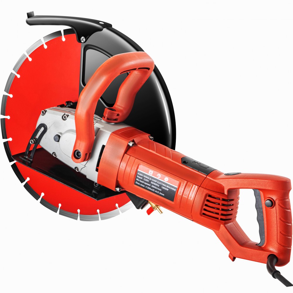 VEVOR Electric Concrete Saw, 14" Concrete Cutter, 15-Amp Concrete Saw, Electric Circular Saw with 14" Blade and Tools, Masonry Saw for Granite, Brick, Porcelain, Reinforced Concrete and Other Material 
