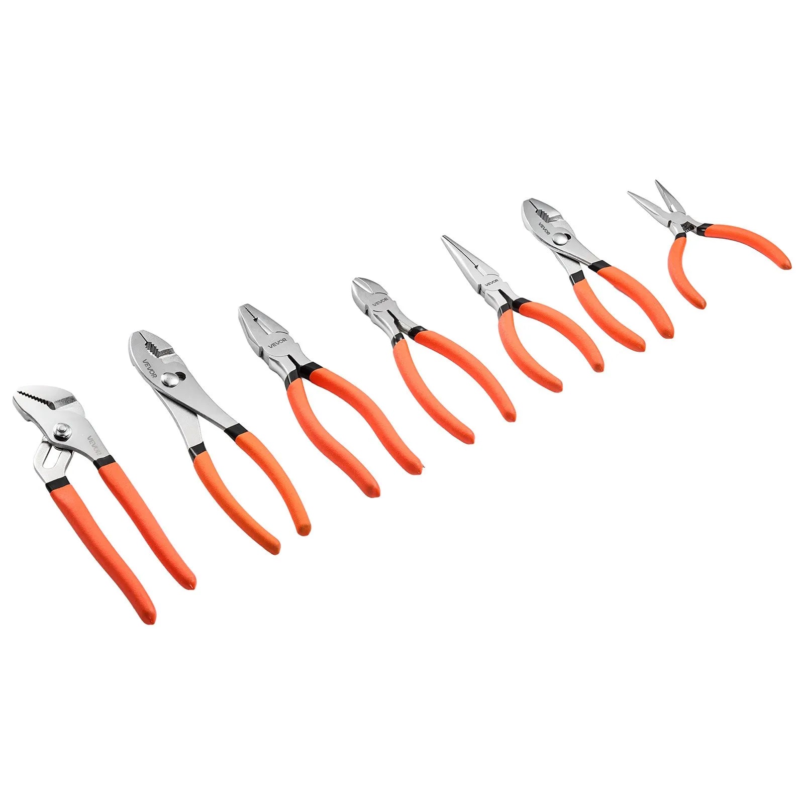 7-Piece Pliers Set, Utility Hand Tool Set with Groove Joint, Combination, Diagonal, Slip Joint & Long Nose Pliers