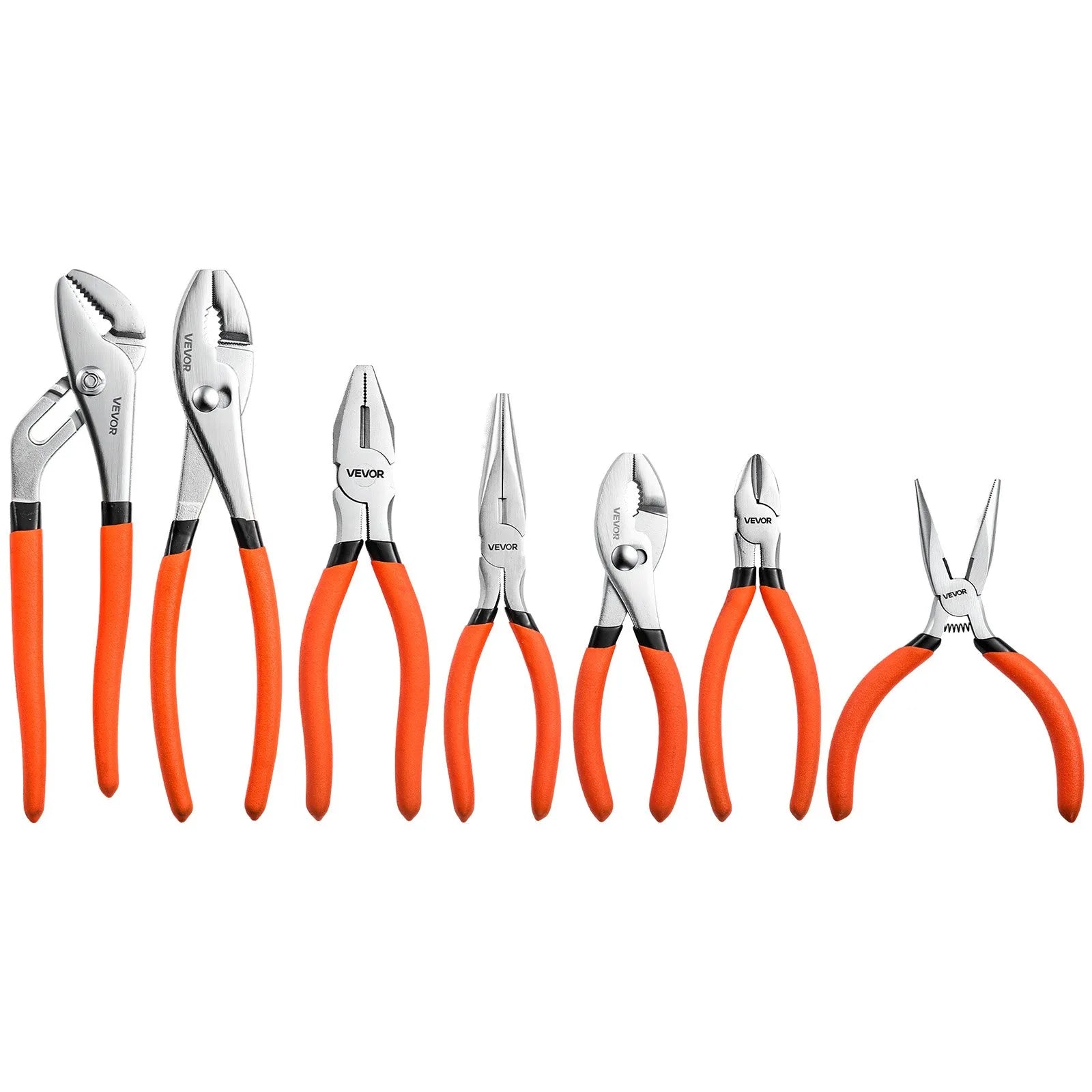 7-Piece Pliers Set, Utility Hand Tool Set with Groove Joint, Combination, Diagonal, Slip Joint & Long Nose Pliers