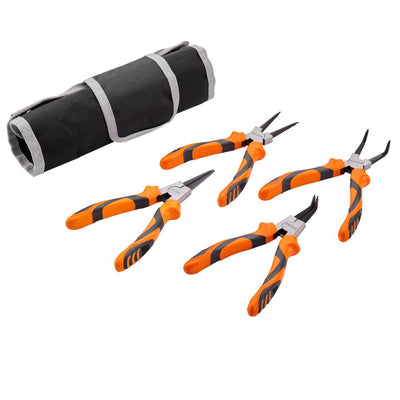 VEVOR Snap Ring Pliers Set, 4-Piece 0.07" Tip Diameter, High Carbon Steel Straight and Bent Jaw, Heavy Duty Internal and External Circlip Pliers Kit, with Portable Tool Bag, For Ring Remover Retaining 