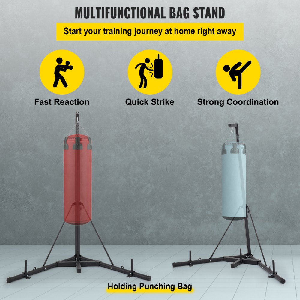 VEVOR Heavy Bag Stand Free Standing Punching Punch Bracket Station Boxing Stand Height Adjustable Folding Boxing Bag Stand for Home Fitness (Heavy Bag Stand) 