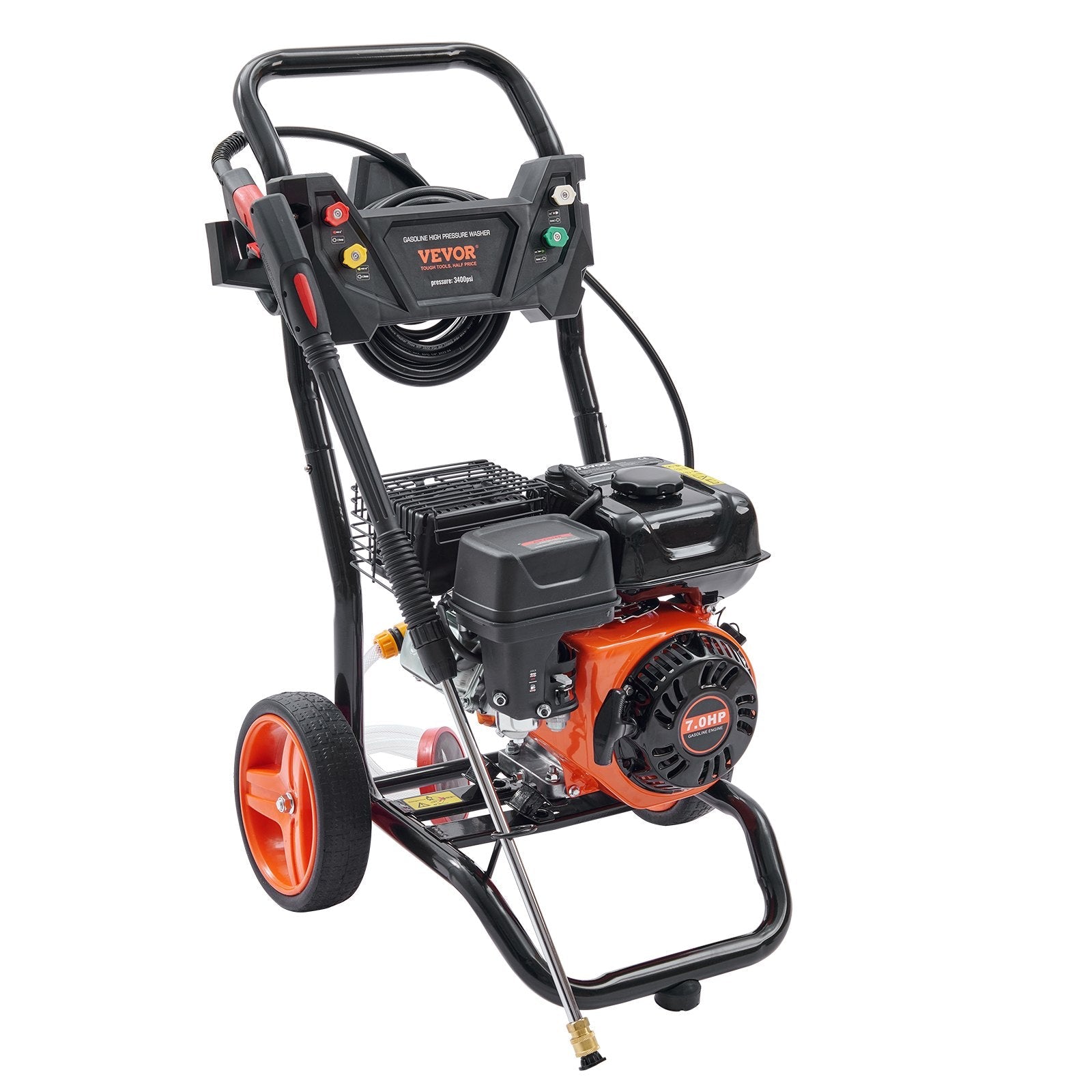 VEVOR Gas Pressure Washer, 3400 PSI 2.6 GPM, Gas Powered Pressure Washer with Aluminum Pump, Spray Gun and Extension Wand, 5 Quick Connect Nozzles, for Cleaning Cars, Homes, Driveways, Patios 