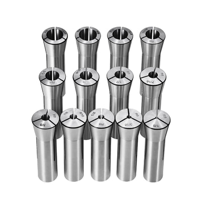 VEVOR 13 pcs Precision R8 Collet Set, 1/8'' - 7/8'', 45# Alloy Steel Mill Collet Chuck 0.0012"/30?m TIR with 13 Labeled Storage Boxes, for Milling Machine Drill Presses Boring Machine Machining Center 