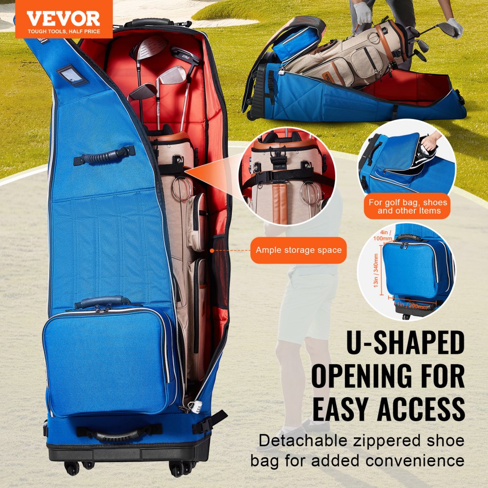 VEVOR Golf Club Travel Bag Golf Luggage Case Cover with Wheels 1200D Oxford 