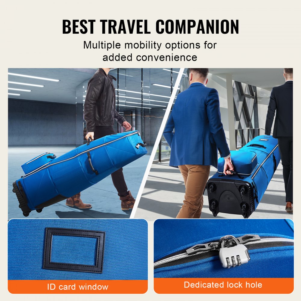 VEVOR Golf Club Travel Bag Golf Luggage Case Cover with Wheels 1200D Oxford 