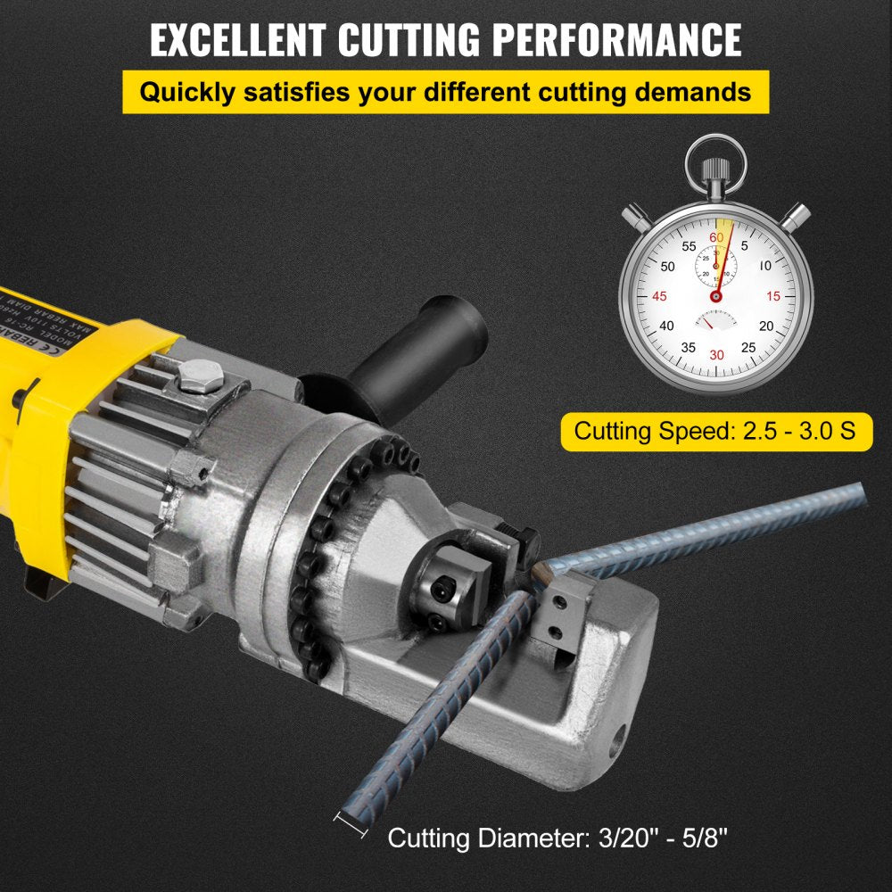 VEVOR 900W Electric Rebar Cutter 5/8" #5 Hydraulic Rebar Cutter 2.5-3.0 Seconds Cutting Speed Portable Rebar Cutter for Widely Application 