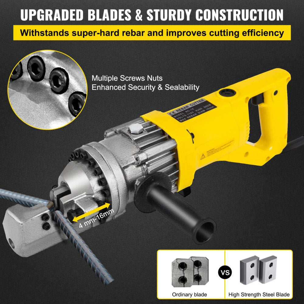 VEVOR 900W Electric Rebar Cutter 5/8" #5 Hydraulic Rebar Cutter 2.5-3.0 Seconds Cutting Speed Portable Rebar Cutter for Widely Application 