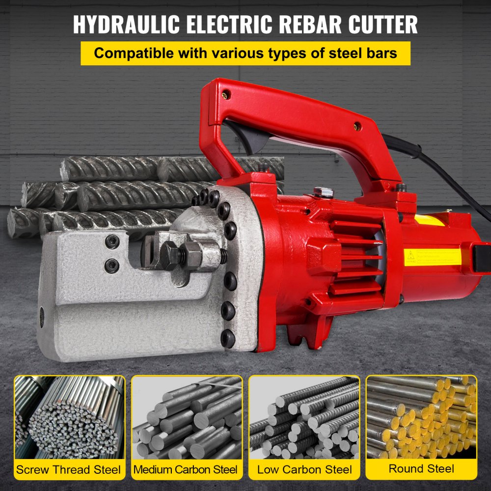 VEVOR 1250W Electric Rebar Cutter 3/4" Hydraulic Rebar Cutter 110 V 20mm Rebar Cutter 3.5-4.5 Seconds Cutting 