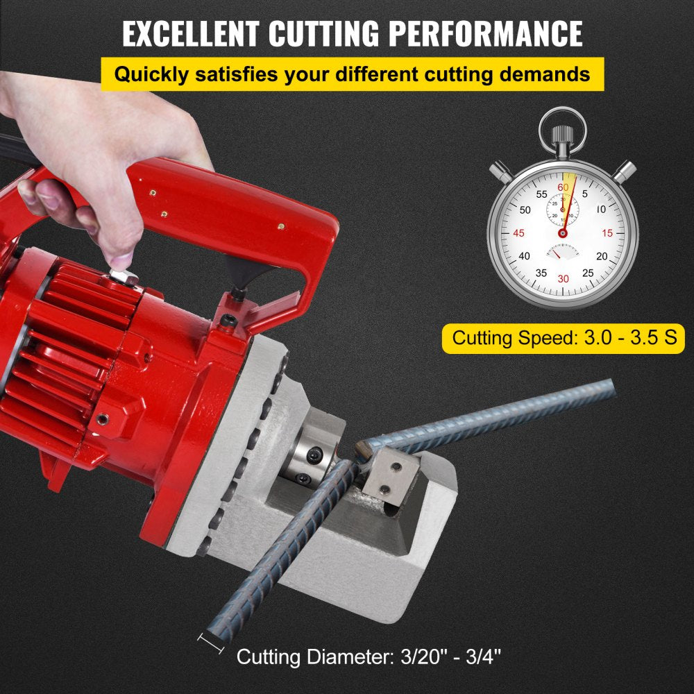 VEVOR 1250W Electric Rebar Cutter 3/4" Hydraulic Rebar Cutter 110 V 20mm Rebar Cutter 3.5-4.5 Seconds Cutting 