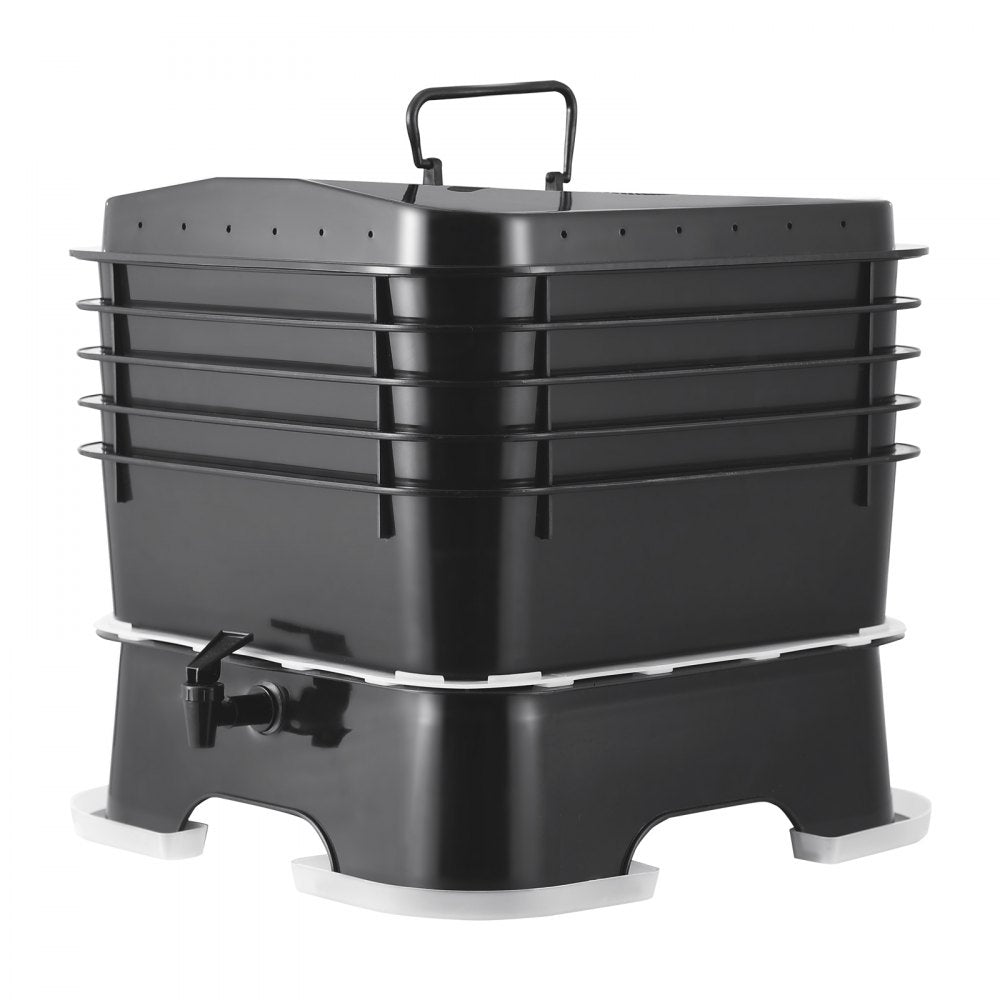 VEVOR 5-Tray Worm Composter, 50 L Worm Compost Bin Outdoor and Indoor, Sustainable Design Worm Farm Kit, for Recycling Food Waste, Worm Castings, Worm Tea, Vermiculture and Vermicomposting 