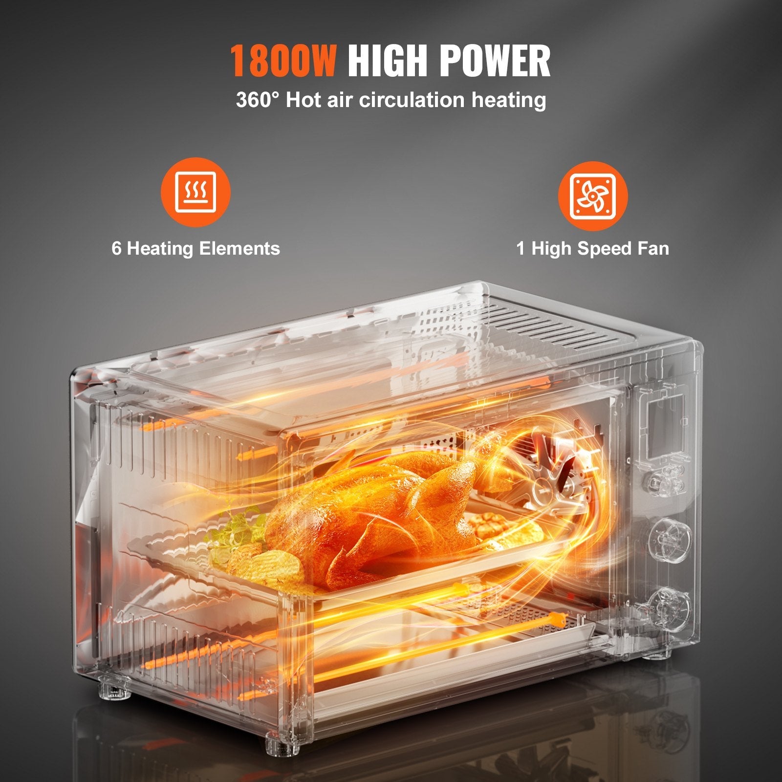 VEVOR Countertop Convection Oven 28L Toaster Baker 10-IN-1 1800W for Home Use 
