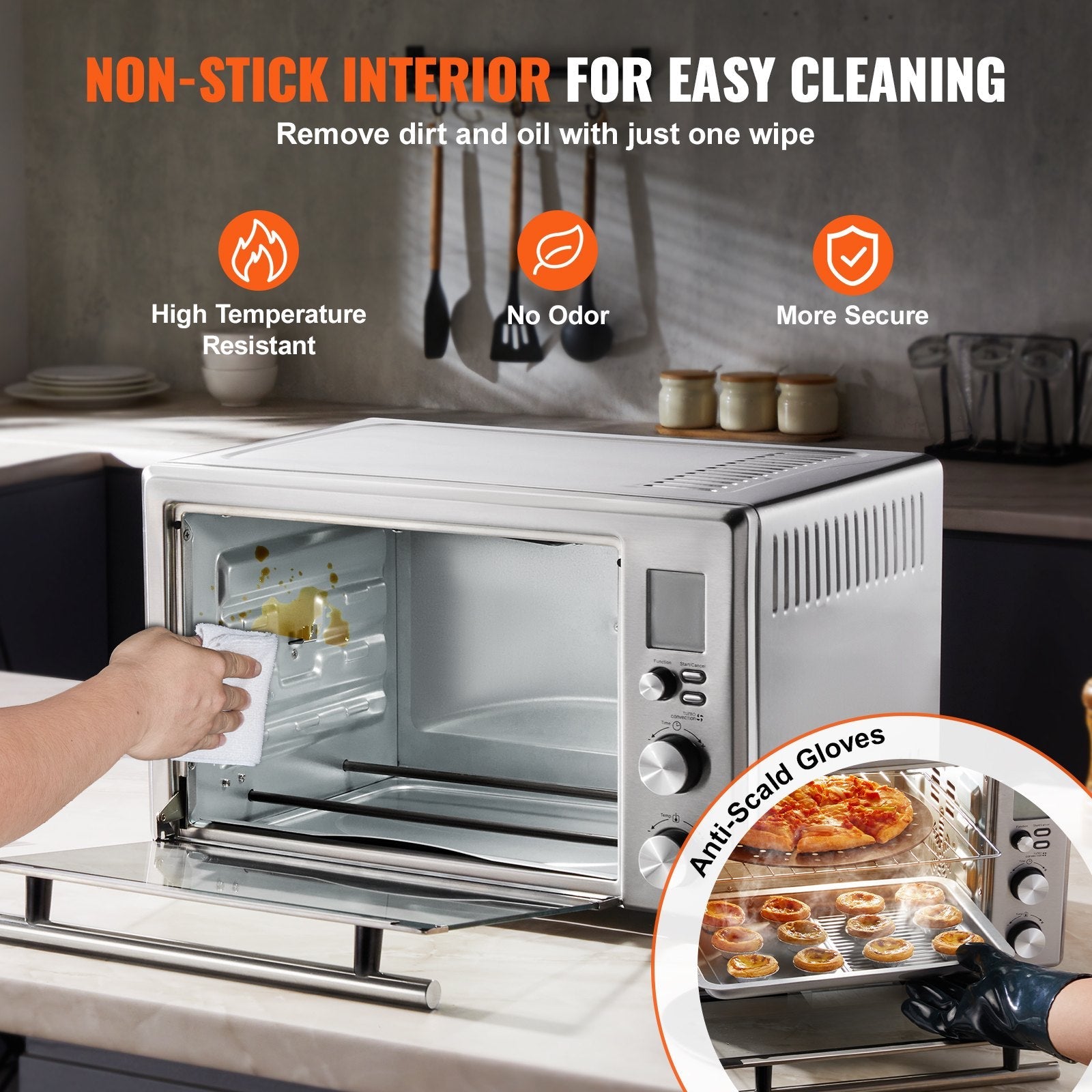 VEVOR Countertop Convection Oven 28L Toaster Baker 10-IN-1 1800W for Home Use 