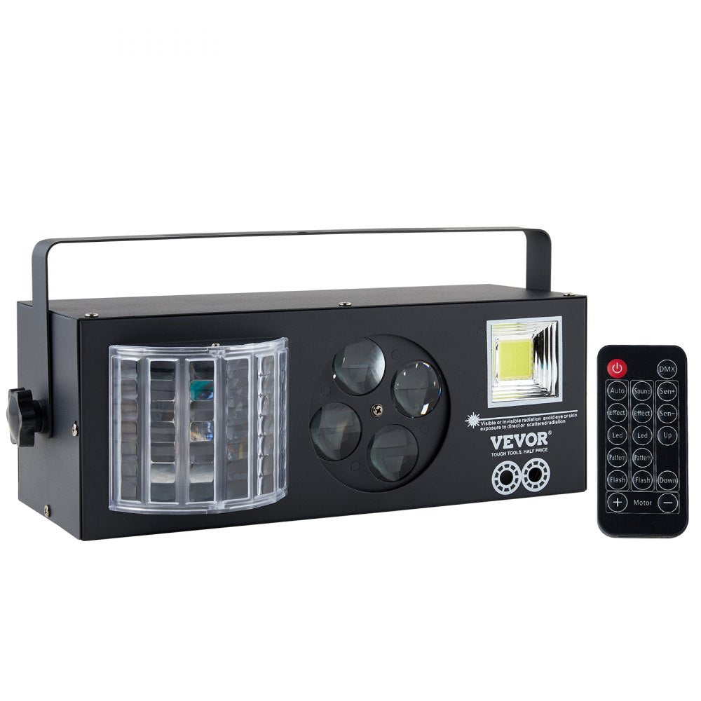 VEVOR Stage Lights, 4 in 1 RGB Party Lights, LED Pattern Strobe Light, Mixed Lighting Effects Sound Activated with Red & Green Effect Light for DJ Club Disco Party Wedding Birthday Christmas (Black) 