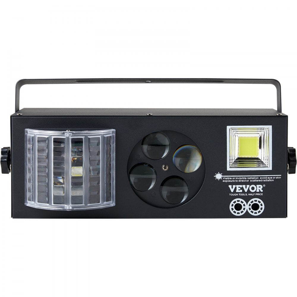 VEVOR Stage Lights, 4 in 1 RGB Party Lights, LED Pattern Strobe Light, Mixed Lighting Effects Sound Activated with Red & Green Effect Light for DJ Club Disco Party Wedding Birthday Christmas (Black) 