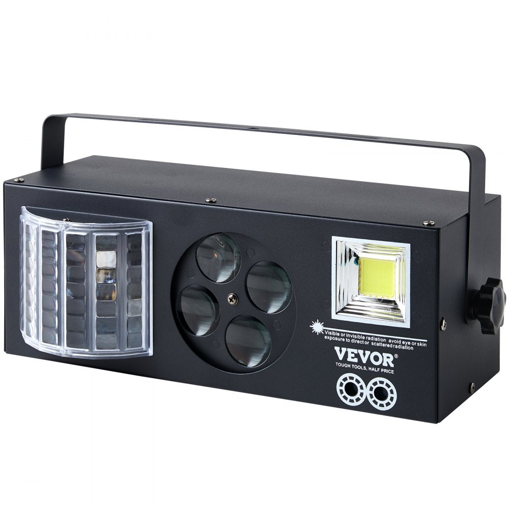 VEVOR Stage Lights, 4 in 1 RGB Party Lights, LED Pattern Strobe Light, Mixed Lighting Effects Sound Activated with Red & Green Effect Light for DJ Club Disco Party Wedding Birthday Christmas (Black) 