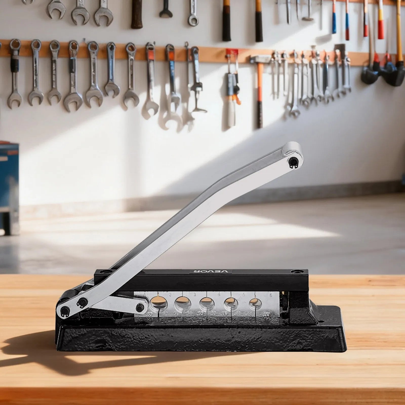 VEVOR Heavy Duty Hose Ferrule Crimping Tool, Standard Bench Hose Crimper with 5 Die Holes & 0.44"-0.63" Crimping Range for PVC Rubber Hoses, Air Hoses Crimping Repair Kit (Ferrules Not Included) 