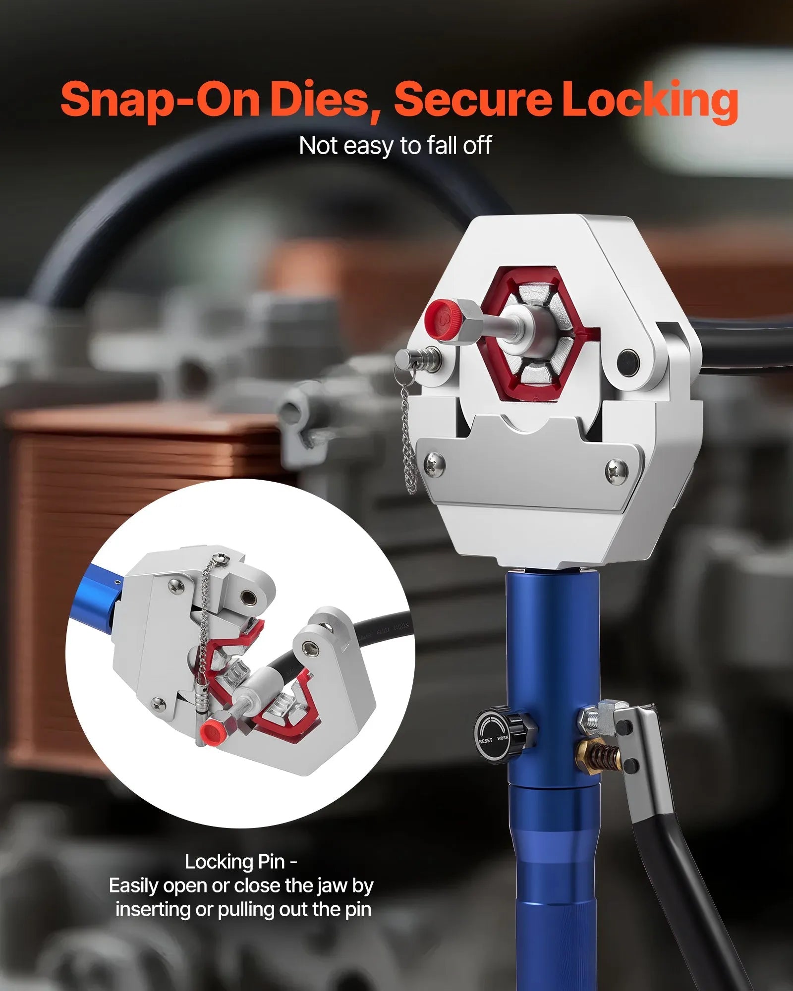 VEVOR Hydraulic Hose Crimper, Hydra-Krimp AC Hose Crimper Kit with 7 Dies Snap-On, Integral Manual Hydraulic A/C Hoses Crimping Tool for Automotive & Air Conditioning Repair - with Carrying Case 