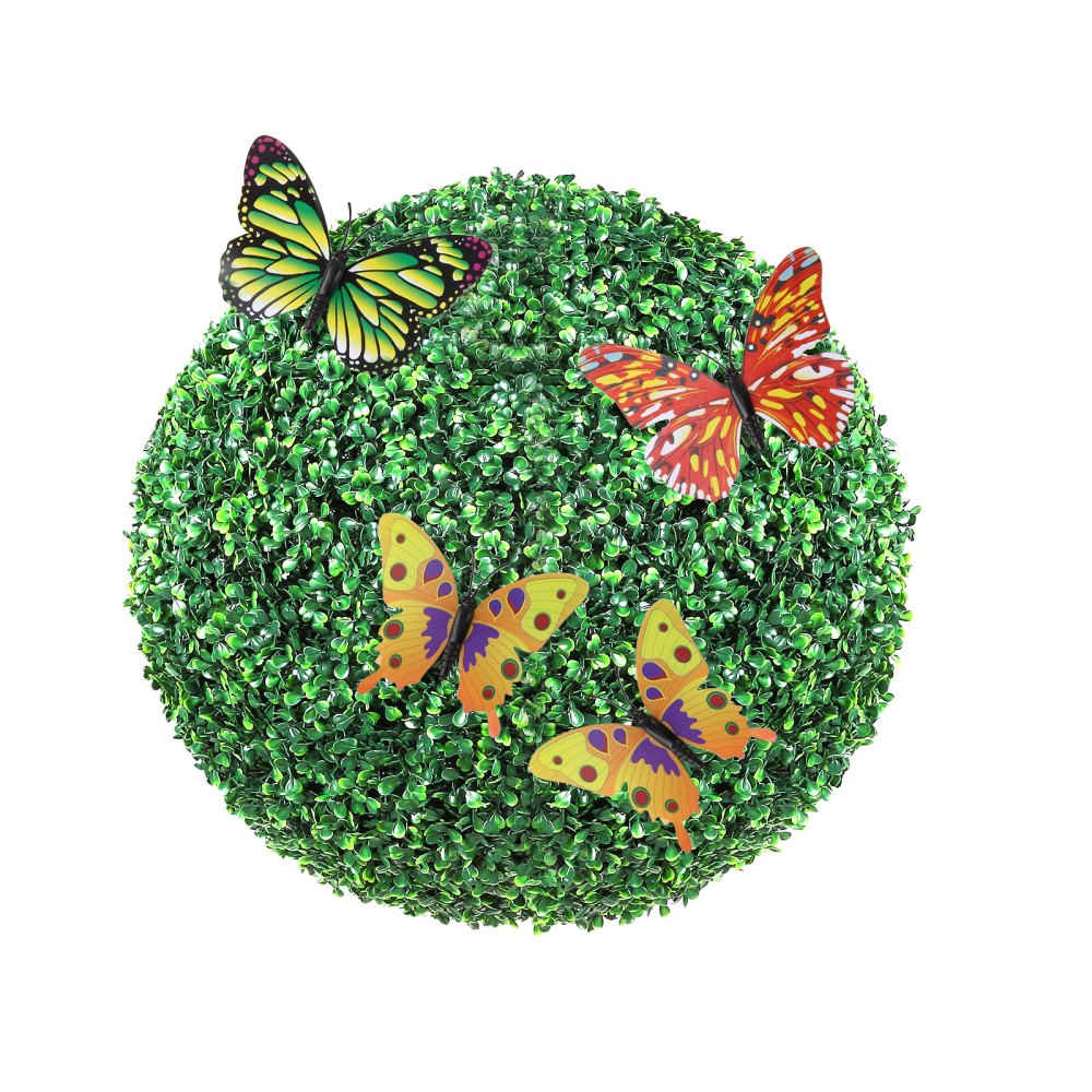 VEVOR Artificial Topiaries Boxwood Trees, 16” Tall (2 Pieces), Ball-Shape Faux Topiaries Plant, All-year Green Feaux Plant Decorative Balls for Backyard, Balcony,Garden, Wedding and Home Décor 