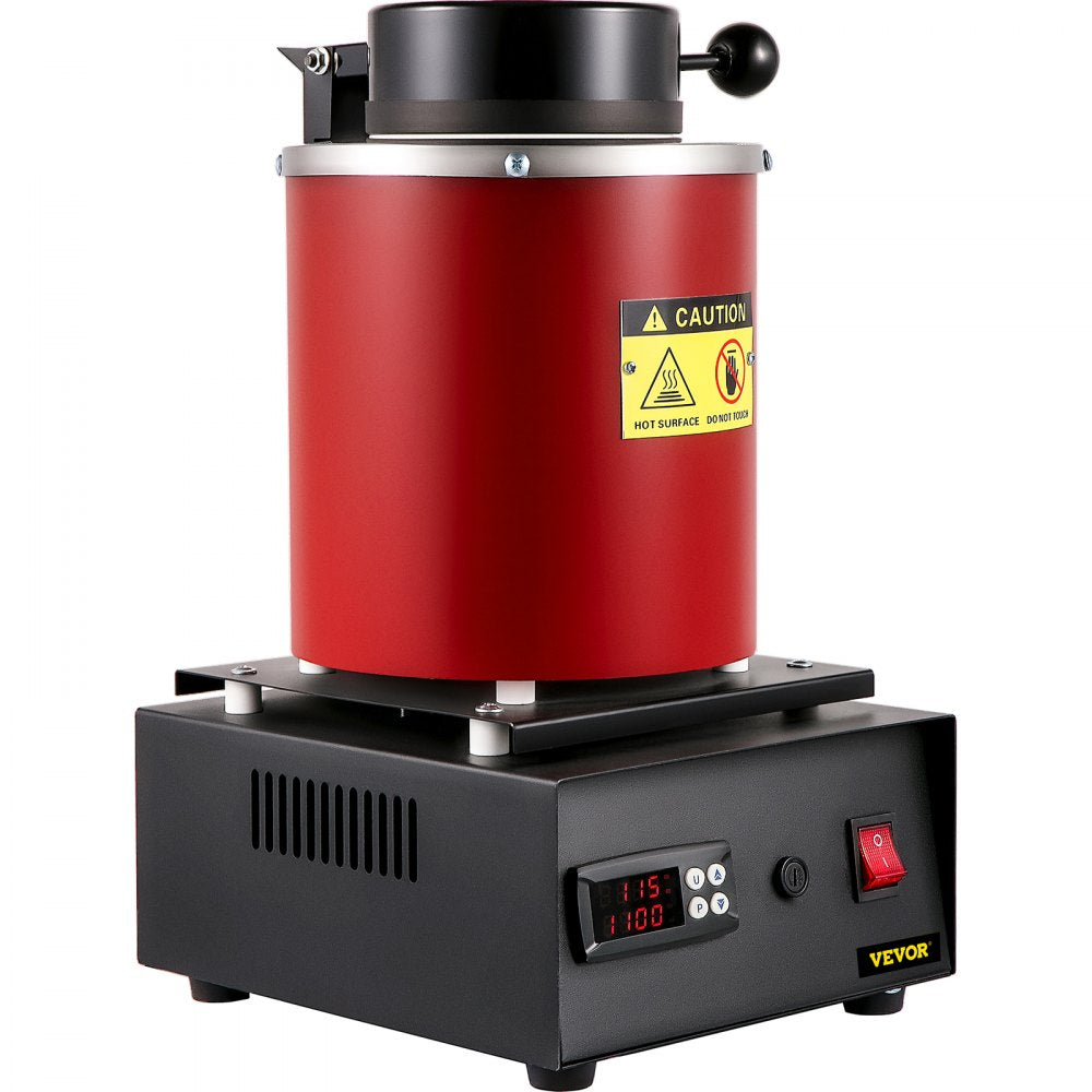 VEVOR Electric Melting Furnace, 3KG Digital Electric Melting Furnace, 1750W 1150?/2102 ? Gold Smelter Furnace W/ Graphite Crucible Casting Refining Jewelry Precious Metals Gold Silver Copper Aluminu 