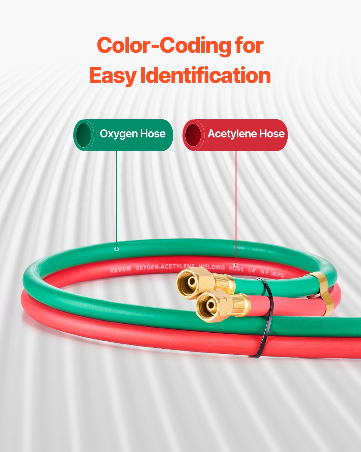 VEVOR Oxygen Acetylene Hose 1/4-Inch x 50FT Oxy Acetylene Hose R Grade 300PSI 