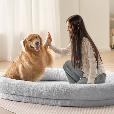 VEVOR Human Dog Bed 72x48x10in Large Human Size Dog Bed Washable Faux Rabbit Fur 