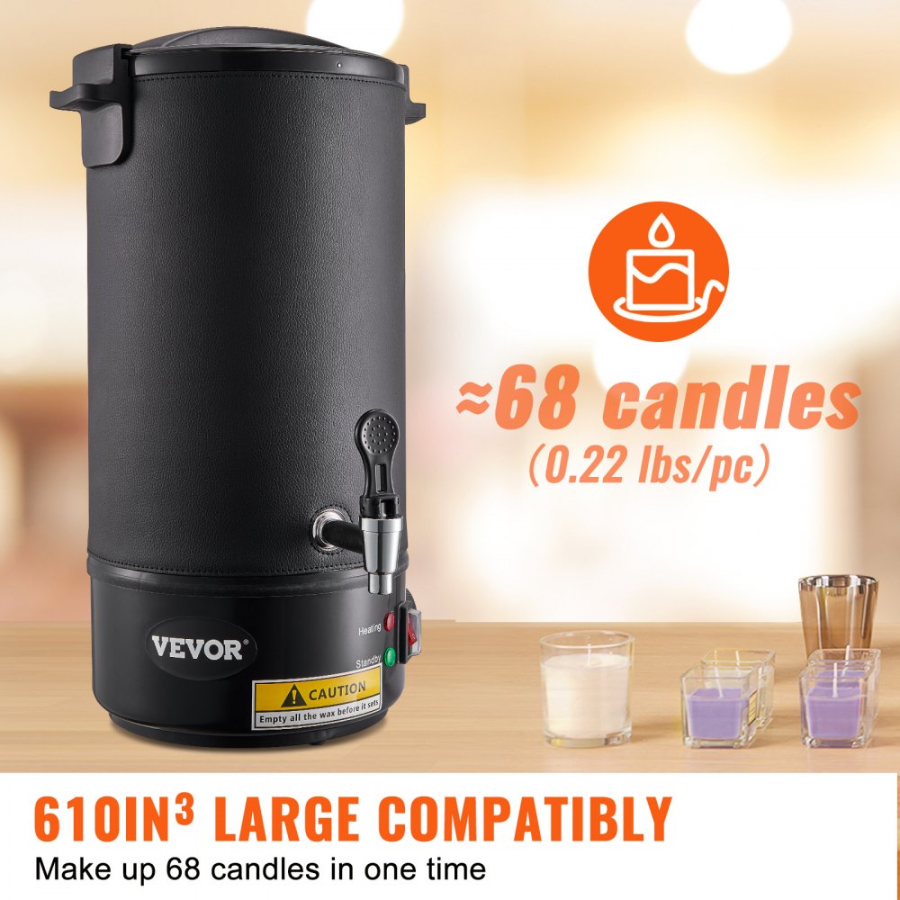 VEVOR Wax Melter for Candle Making, 10Liter Extra Large Electric Wax Melting Pot with Easy Pour Spout & 9-level Temp Control, Easy Clean for Candle Soap Cream Beauty Bulk Production Business or Home 