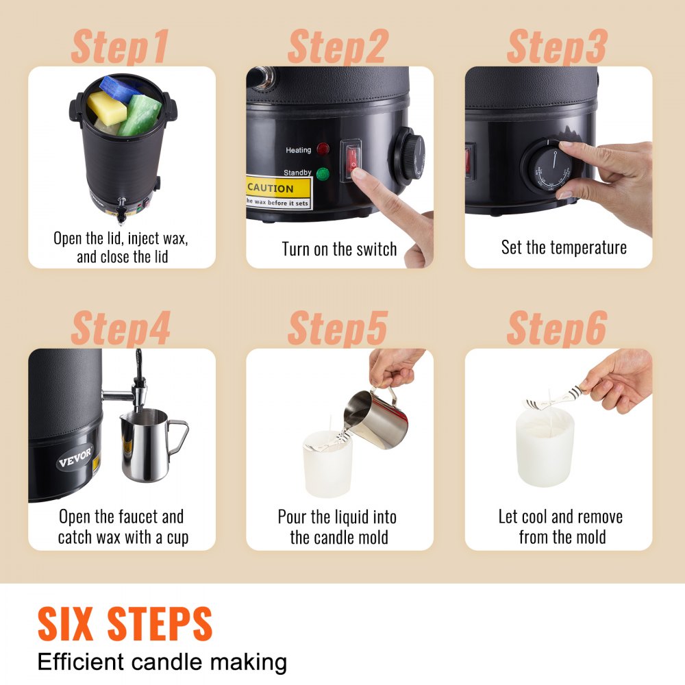 VEVOR Wax Melter for Candle Making, 10Liter Extra Large Electric Wax Melting Pot with Easy Pour Spout & 9-level Temp Control, Easy Clean for Candle Soap Cream Beauty Bulk Production Business or Home 