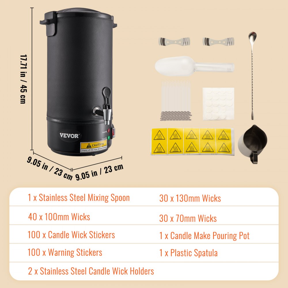 VEVOR Wax Melter for Candle Making, 10Liter Extra Large Electric Wax Melting Pot with Easy Pour Spout & 9-level Temp Control, Easy Clean for Candle Soap Cream Beauty Bulk Production Business or Home 