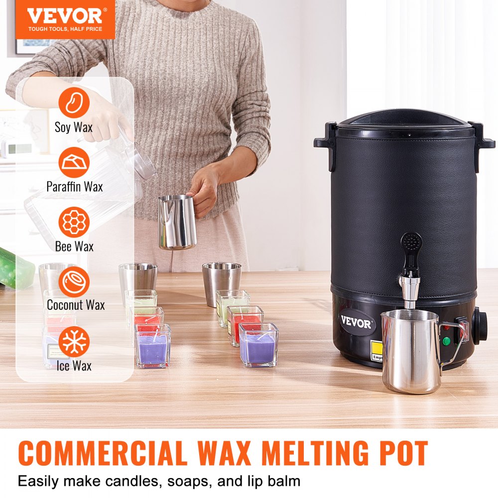 VEVOR Wax Melter for Candle Making, 6.5 Liter Large Electric Wax Melting Pot Easy Pour Spout & 9-level Temperature Control, Easy Clean for Candle Soap Cream Beauty Bulk Production Business or Home 