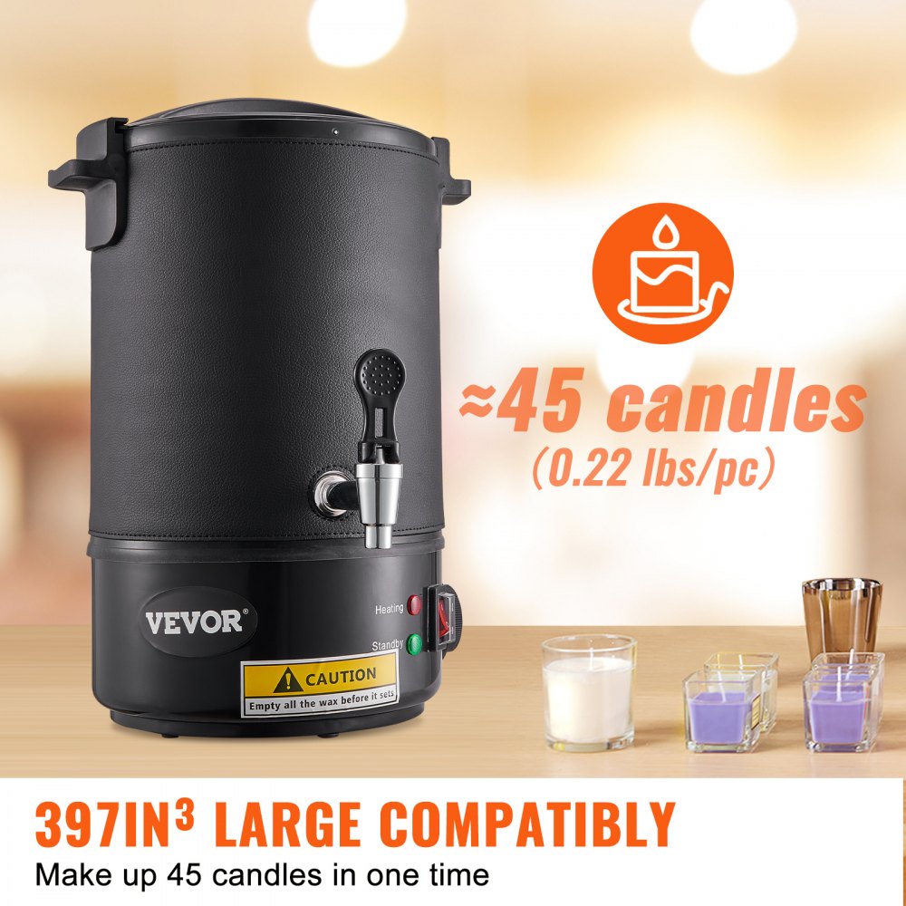 VEVOR Wax Melter for Candle Making, 6.5 Liter Large Electric Wax Melting Pot Easy Pour Spout & 9-level Temperature Control, Easy Clean for Candle Soap Cream Beauty Bulk Production Business or Home 