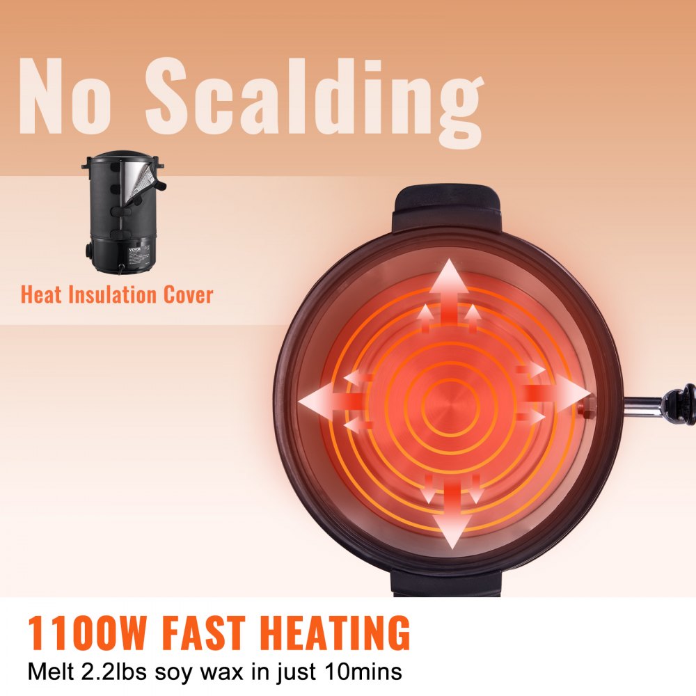 VEVOR Wax Melter for Candle Making, 6.5 Liter Large Electric Wax Melting Pot Easy Pour Spout & 9-level Temperature Control, Easy Clean for Candle Soap Cream Beauty Bulk Production Business or Home 
